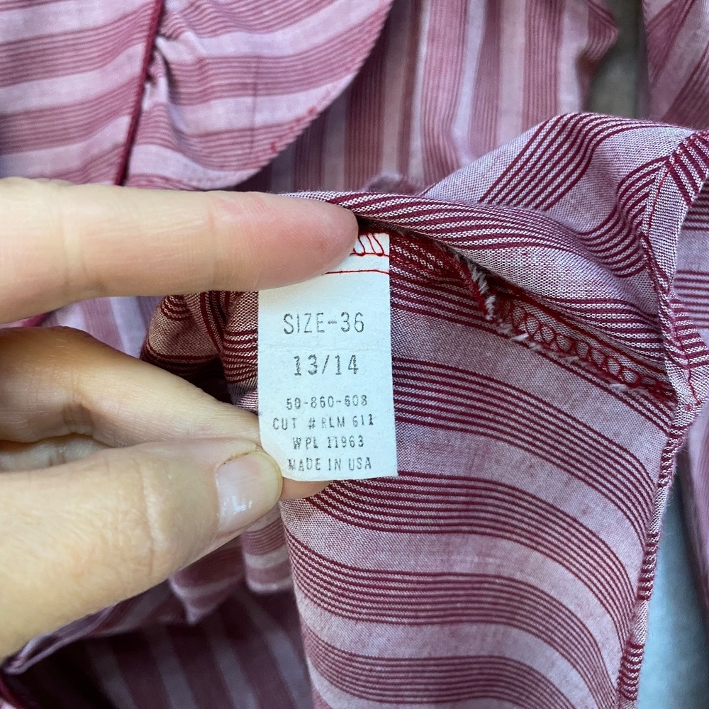 Striped Ruffle Button-Front Blouse - Dusty Rose - Picture 7 of 9